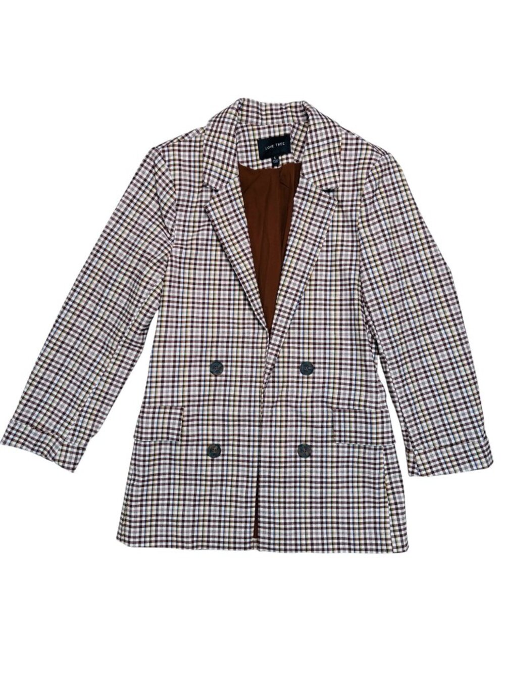Love Tree Small Plaid Blazer School Office Work Longhorns College